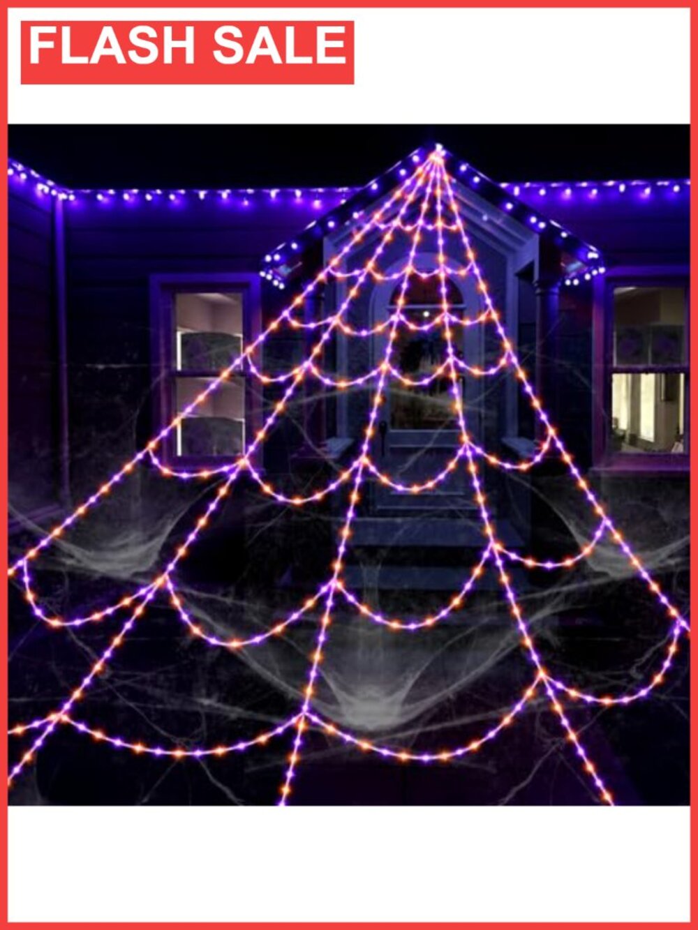 455 LED Light Up Spider Web 16.4Ft Halloween Yard Decor